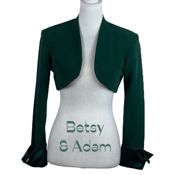 Betsy & Adam Green Rhinestone Party Evening Chic Bolero Shrug Jacket NWT Size 6 - Picture 1 of 9